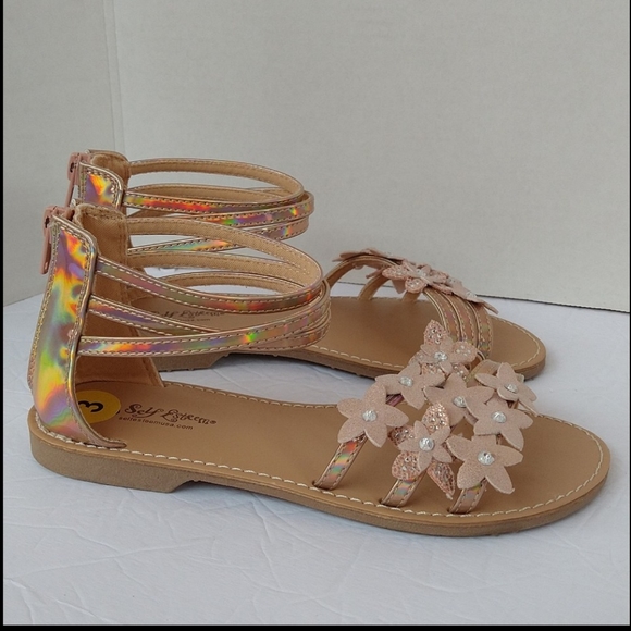 Litmus slip on gold rose girl flat sandals size 3 - Picture 1 of 10
